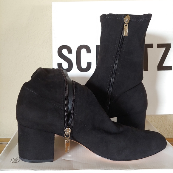 SCHUTZ Black Suede Ankle Boots 7.5 - Picture 2 of 8